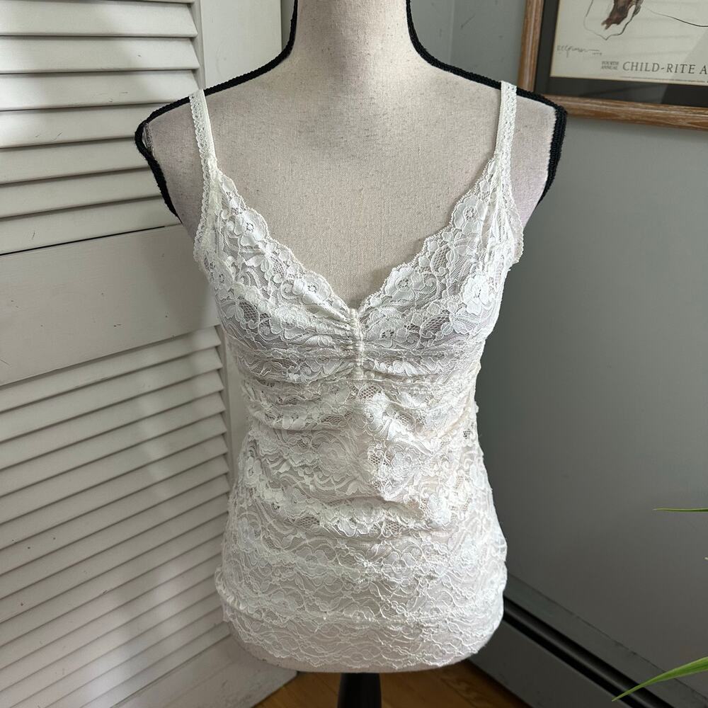 Vintage Jeans by Buffalo Tank Top Womens Small White Lace Retro Y2K Coquette